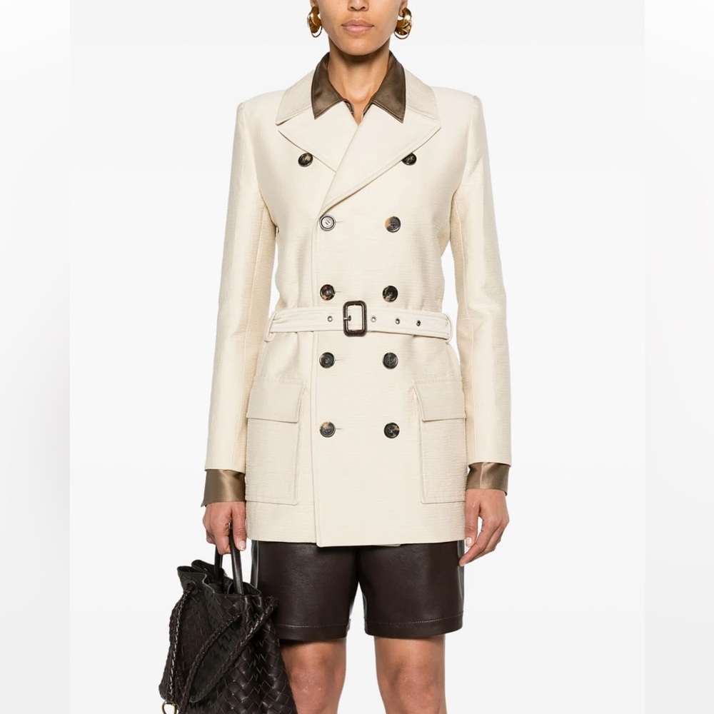 Saint Laurent Belted Double-Breasted Blazer Saharienne - Picture 3 of 4